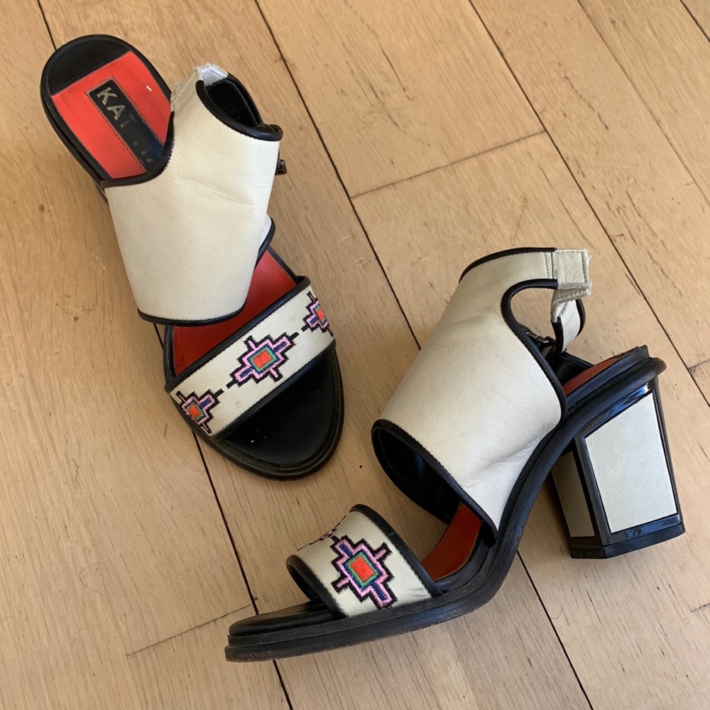 Kat Maconie Aztec Embroidered Heels